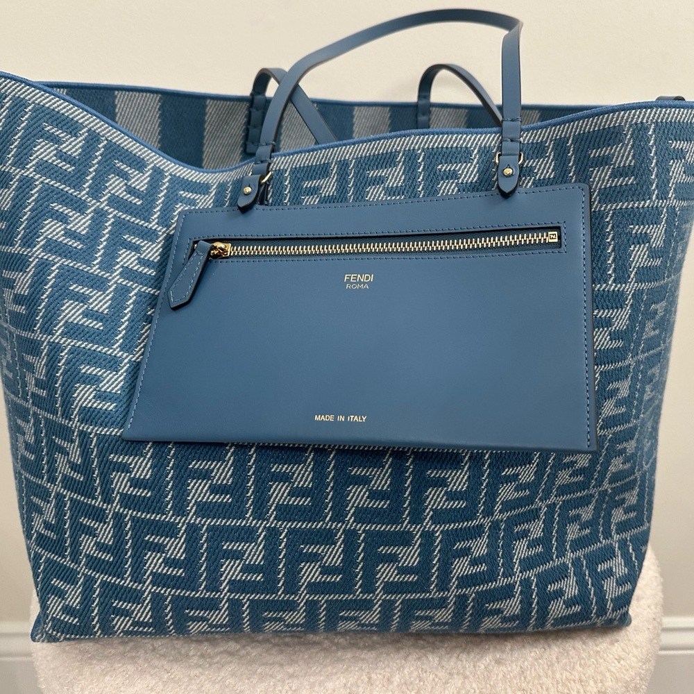 FENDI Roll Large FF Canvas & Leather Tote